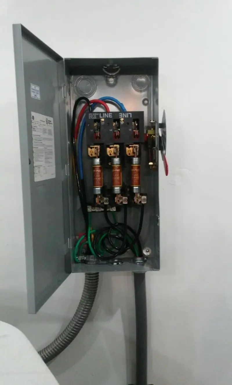 Three-phase disconnect switch installed for Electrical Wiring & Rewiring in Greece